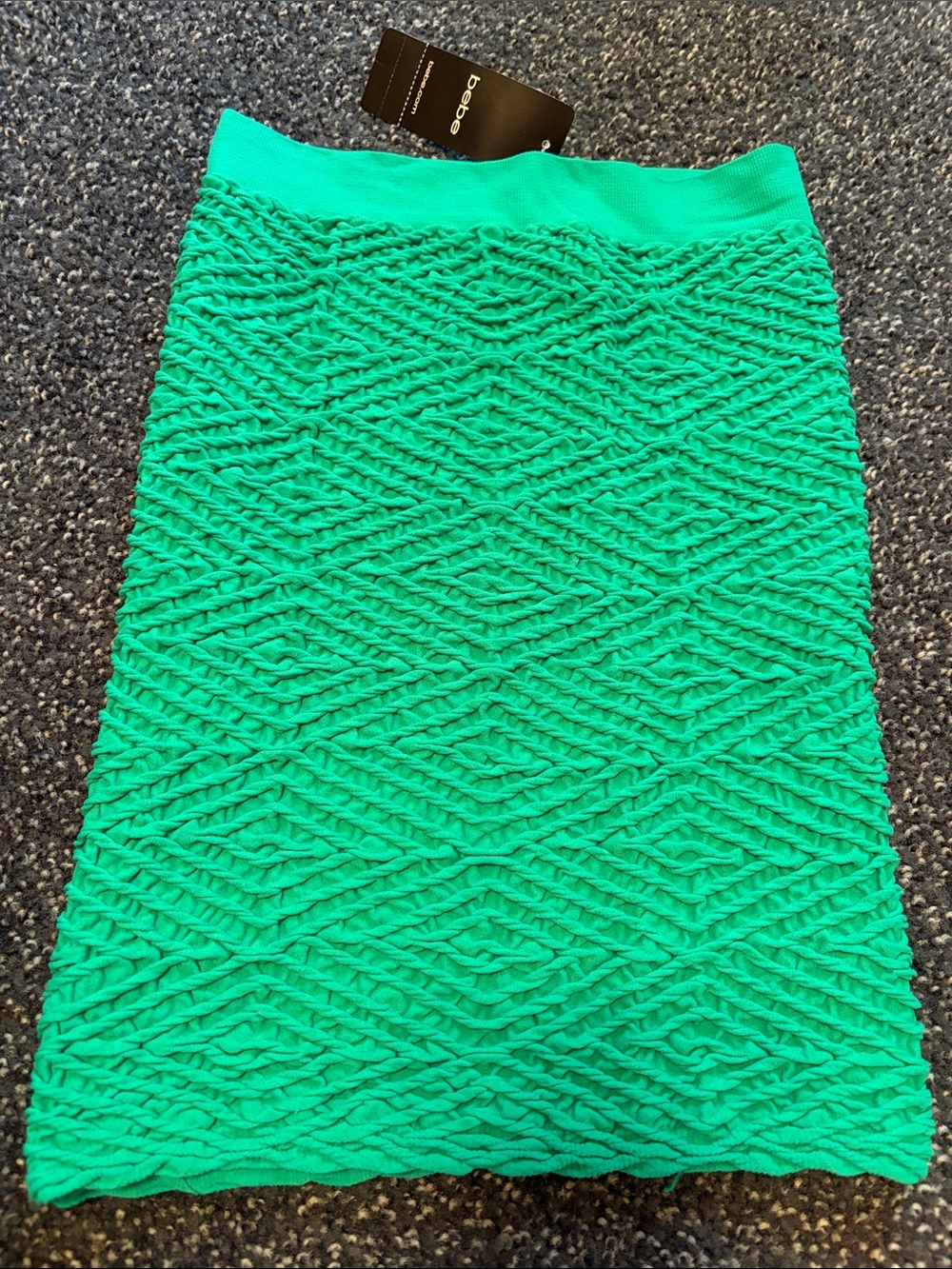 bebe Emerald Green Textured Stretch Knit Skirt